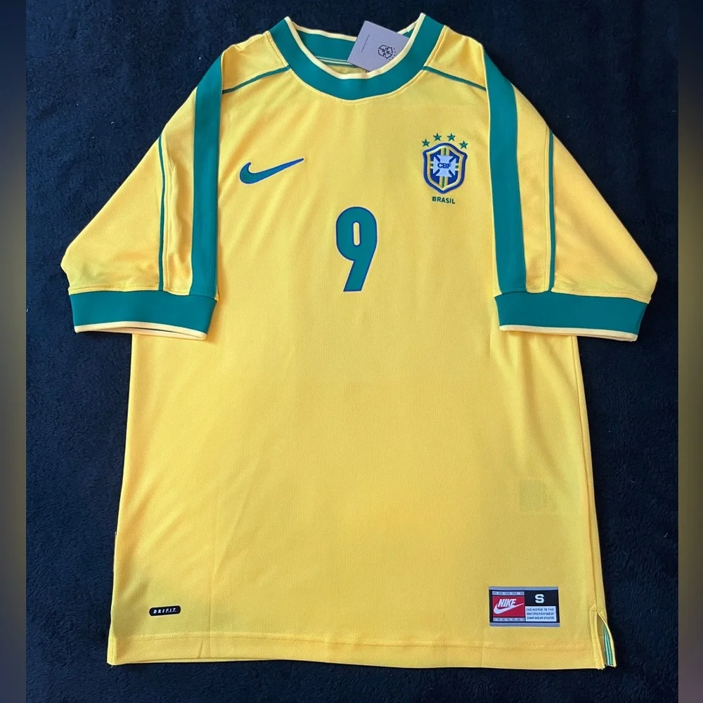 Nike Yellow and Green Ronaldo No. 9 Men's Soccer Jersey